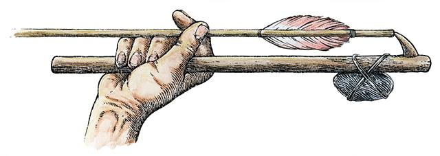 Picture of hand showing on an atlatl