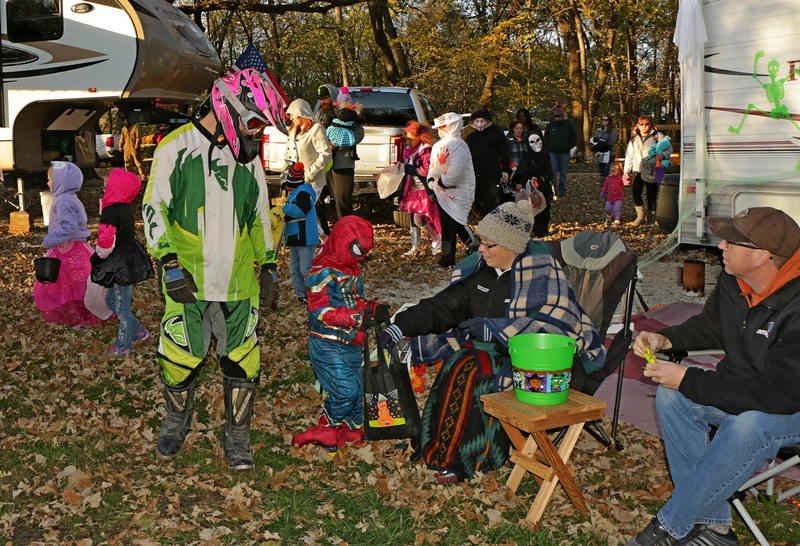 Children Trick or Treating at Briggs Woods campground in Hamilton County, Iowa